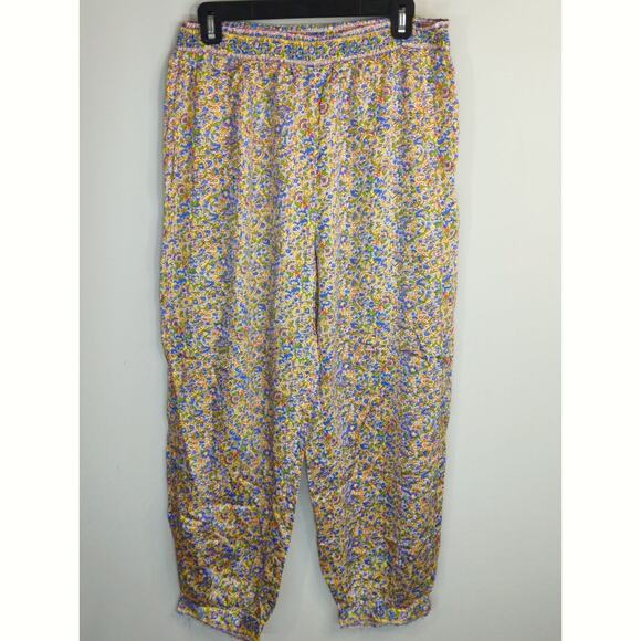 Zara Multicolor Floral Printed Harem Pants Women's Medium Flowing Loose Fit - Picture 1 of 11